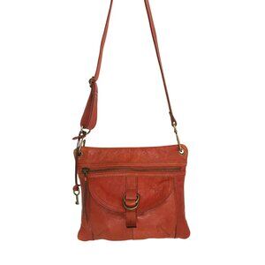 Fossil Womens Brown Leather Crossbody Bag With Adjustable Strap
